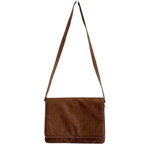 Vintage Woven Flap Faux Suede Shoulder Bag